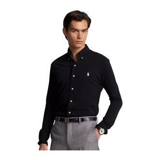 Ralph Lauren Overhemden, Heren, Zwart, 2Xl, Katoen, Shirt met Geborduurd Logo