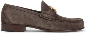 Valentino Garavani Grey Brown Suede Loafers