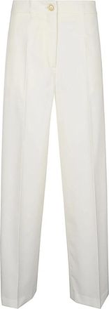Erika Cavallini Semi Couture Witte Straight Cut Broek - Dames - Wijde Broeken - Wit - L - Broeken