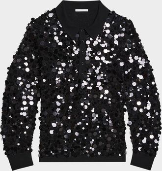 Helmut Lang Sequined Polo Sweater