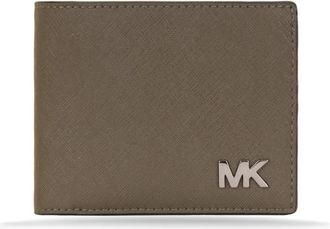 Michael Kors Greenwich Tri-Fold Mini Wallet - Heren - Portefeuilles - Groen - ONE Size - Leer - Accessoires
