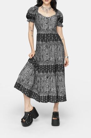 Disturbia Zelira Paisley Print Midi Dress in Black at Nordstrom, Size 10