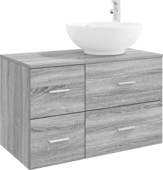 vidaXL Juego De Muebles De Ba&ntilde;o 2 Uds. Sonoma Gris Vidaxl