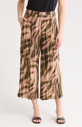 Democracy Crop Wide Leg Pants in Mauve/Forest Multi at Nordstrom Rack, Size X-Large