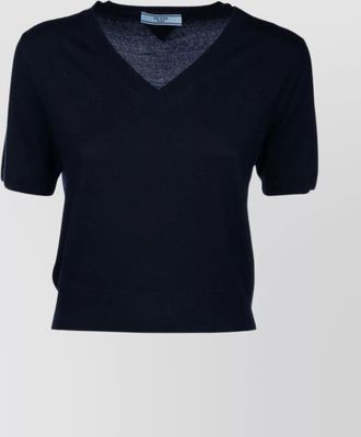 Prada knitwear v-neckline short sleeves ribbed hem
