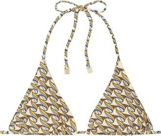 Tory Burch T Monogram Printed String Bikini Top - Dames - Bikinis - Bruin - S - Nylon - Badmode