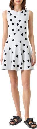 Akris Polka Dot Jacquard Knit Fit & Flare Dress in Cream-Black at Nordstrom, Size 10