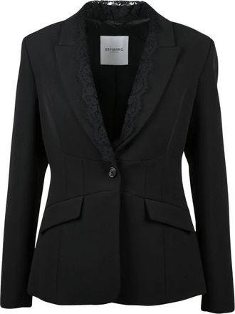 Ermanno Scervino Giacca Avvitata - Dames - Blazers - Zwart - M - Leer - Jassen