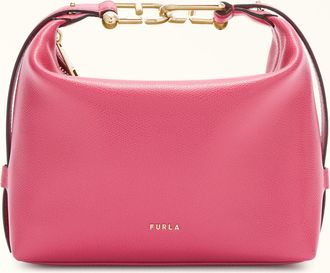 Furla Tonie Shoulder Bag Velvet Pink Pink Ares Soft Textured Leather Woman