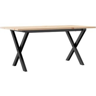 vidaXL Coffee Table X-Frame 100x50x45 cm Solid Wood Pine and Steel vidaXL