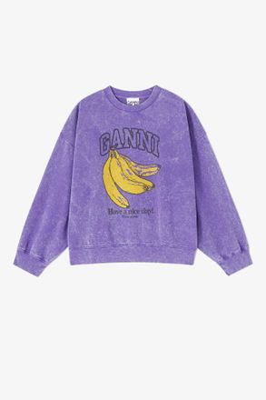 Ganni Purple Vintage Wash Sweatshirt - Size XXS Organic Cotton