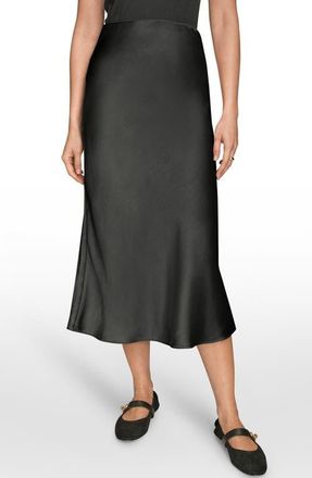 DKNY Satin Midi Skirt in Black at Nordstrom, Size X-Large