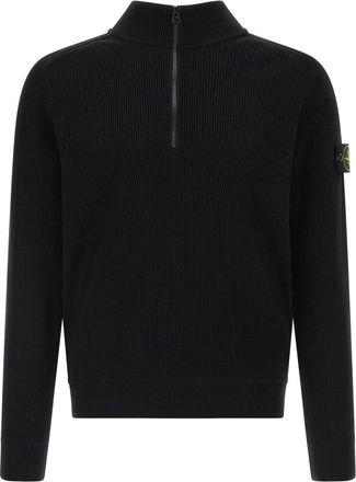 Stone Island Black Ribbed Cotton Sweater