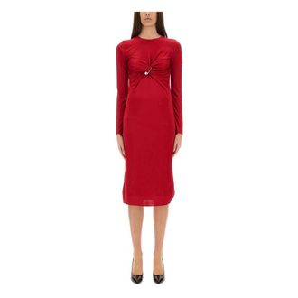 Versace Midi Dresses, female, Red, Size: S Viscose Liquid Jersey Dress