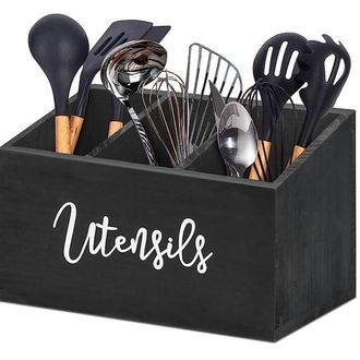 OEM Estante De Madera Para Utensilios De Cocina Con 3 Compartimentos