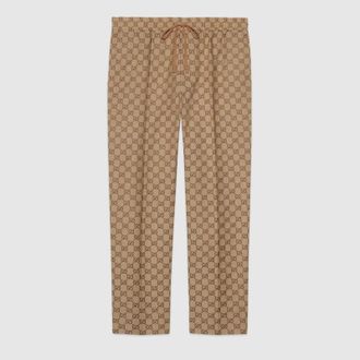Gucci GG Canvas Track Bottoms, Size 46 IT, Beige, Ready-to-wear