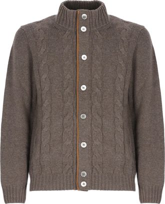 Della Ciana Brown Wool-Blend Cardigan