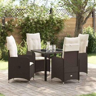 vidaXL Conjunto De Comedor De Jard&iacute;n Con Coj&iacute;n 5 Pcs Marr&oacute;n Polirat&aacute;n Vidaxl