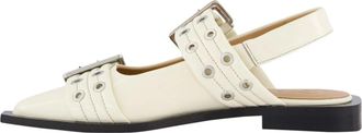 Ganni Hohe Schuhe - Dames Chunky Buckle Ballerina Wit - Gr. 36 (EU) - in Wei&szlig; - f&uuml;r Damen