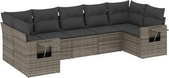 vidaXL Vidaxl - Set De Sof&aacute;s De Jard&iacute;n 7 Piezas Con Cojines Rat&aacute;n Pe Gris