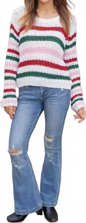 Wooden Ships North Pole Striped Crew Cotton Sweater In Multicolor