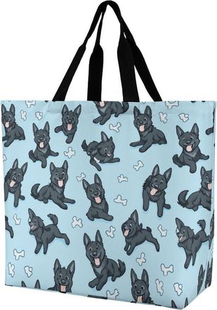 Generic German Shepherd Dog Pattern Tote Bag Reusable Grocery Shopping Bags Large Travel One Shoulder Handbag for Picnic Work