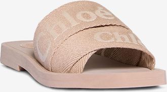 Chlo&eacute; Flache Pantoletten aus besticktem Leinen Woody