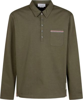 Thom Browne chest-pocket long-sleeve polo shirt - Verde