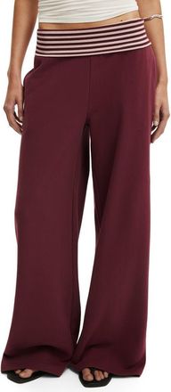 Cotton On Womens Fold Over Waistband Sweatpant in Sour Cherry Stripe at Nordstrom, Size Large