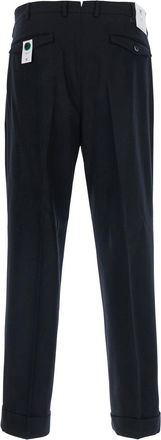 Pantaloni Torino Mens Pants Carrot 2 Pleat Black Trousers