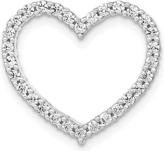 Diamond2Deal 14K White Gold Lab Grown Diamond Heart Chain Slide Pendant (0.45ct, VS, G-H)