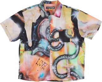 Iuter Multicolor korte mouw Cubaanse kraag shirt - Heren - Korte mouwen Overhemden - Veelkleurig - XL - Overhemden