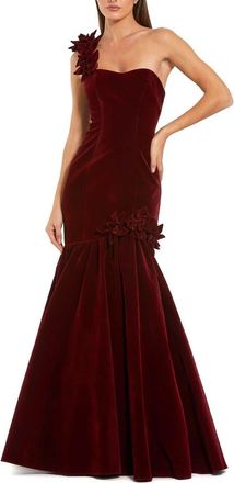 Mac Duggal One Shoulder Trumpet Gown With Flowers in Amethyst at Nordstrom, Size 14