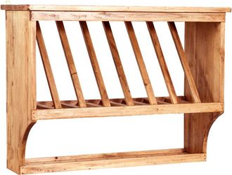 Biscottini International Biscottini - Piattaia in legno da parete 80x28x60 cm Made in Italy Piattaia shabby in legno massello Piattaia shabby chic da parete