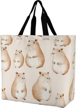 Generic Capybara Cute Pattern Large Reusable Shopping Bag Lightweight Foldable Tote Bags Washable Shoulder Handbag