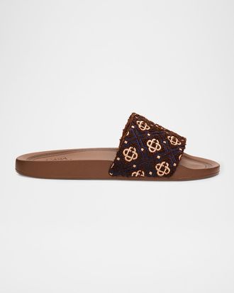 Casablanca Men & apos;s Monogram Pool Slides