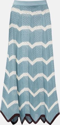 La DoubleJ Chevron crochet cotton midi skirt