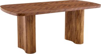 STILVORA Mesa De Comedor En Mdf Con Pie Redondeado, Estilo Minimalista Moderno - 180&times;90&times;76 Cm, Nogal