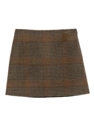 Theory plaid mini skirt - women - Wool/Cashmere - 0 - Brown