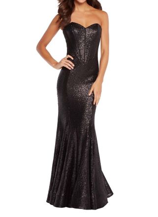 Alyce Paris Sequin Strapless Mermaid Gown In Black