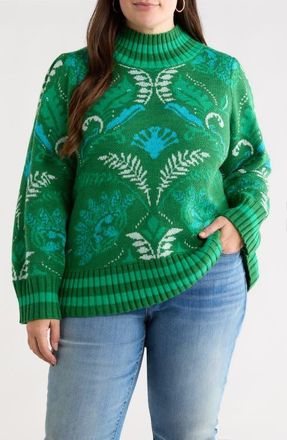 Sugarlips Verda Mock Neck Sweater in Green-Multi at Nordstrom, Size 1X