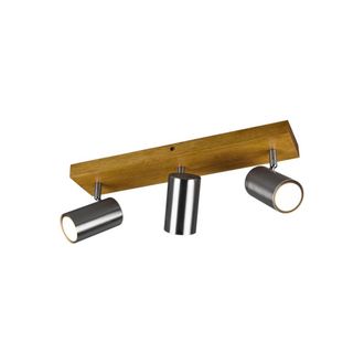 Trio Foco Marley 3 Focos Gu10 N&iacute;quel Y Madera L44 Cm Trio Lighting