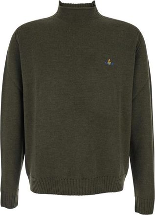 Vivienne Westwood Geribbelde coltrui - Heren - Coltruien - Groen - L - Wol - Truien & Vesten