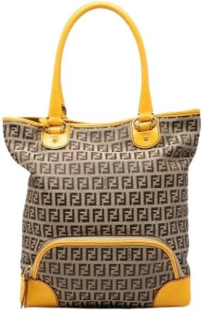 Fendi Pre-owned Canvas Tote Bag - Dames - Vintage Shopper - Bruin - ONE Size - Leer - Vintage