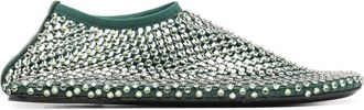CHRISTOPHER ESBER Minette ballerina flats - women - Fabric/Calf Leather/Calf Leather/Crystal - 37 - Green