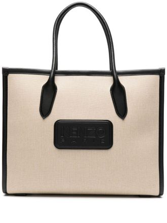 Kenzo Borsa tote grande in tela - Toni neutri