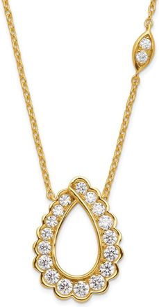 Diamond2Deal 14K Yellow Gold 3/4 Ct Lab Grown Diamond Teardrop Pendant Necklace 18 Clarity VS, Color G-H
