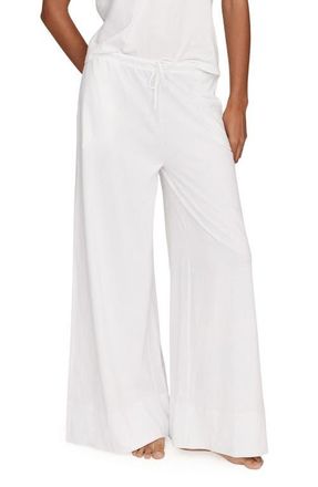 Petite Plume Pima Cotton Wide Leg Lounge Pants in White at Nordstrom, Size X-Small