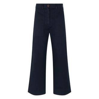 Etro Etro, Straight Trousers, female, Blue, Size: W28 Straight Cotton Pants