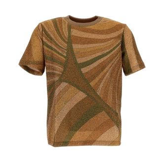 Pucci T-Shirts, female, Yellow, M, Marmo Print Jersey Lam&eacute; T-shirt